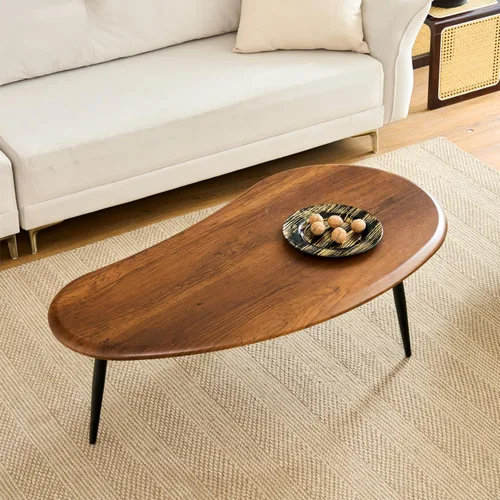Miniatura 17 de Saint Mossi - Mesa de centro moderna para sala de estar, mesa de centro ovalada de madera de mediados de siglo, mesa central para espacios pequeños