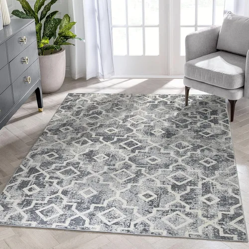 Miniatura 26 de Moynesa Alfombra marroquí lavable de 2 x 3 pulgadas, pequeña, azul, para cocina, baño, suave, antideslizante, de pelo bajo, moderna, geométrica
