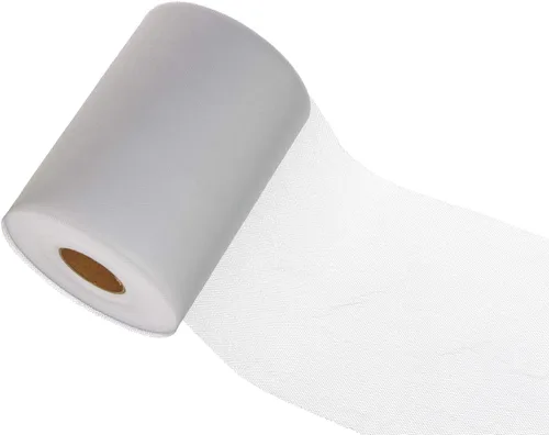 Miniatura 3 de Rollo de tul de 15 cm x 91 metros (6 pulgadas x 100 yardas) para decoración. Blanco