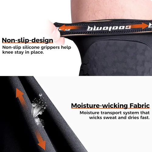 Miniatura 5 de COOLOMG Rodillera de Baloncesto para Niños, Jóvenes y Adultos, Manga de Rodilla de Compresión Antideslizante para Béisbol, Voleibol, Fútbol Negro