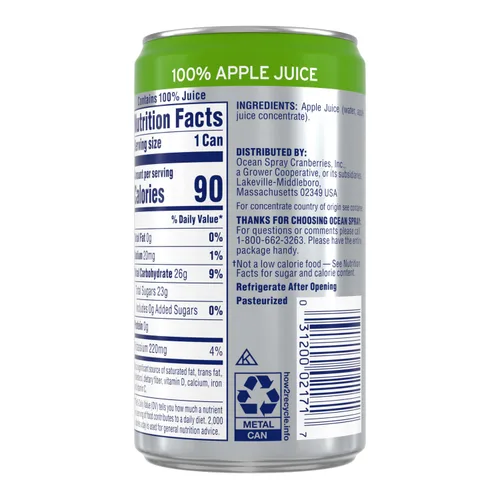 Miniatura 5 de Ocean Spray 100% jugo de manzana, latas de 7.2 onzas (paquete de 24)