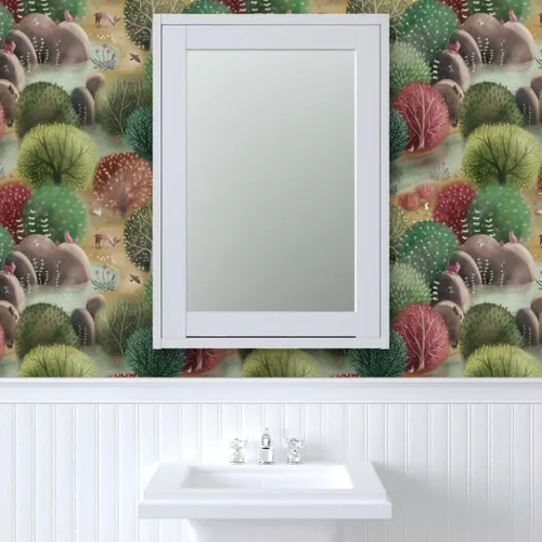 Miniatura 9 de Papel tapiz para despegar y pegar, bosque caprichoso, naturaleza, bosque, otoño, paisaje, árboles, animales, papel tapiz extraíble personalizado por