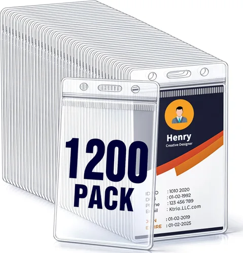 Miniatura 10 de Paquete de 200 soportes para tarjetas de identificación, soporte vertical para tarjetas de identificación de 2.25 x 3.5 pulgadas, transparente