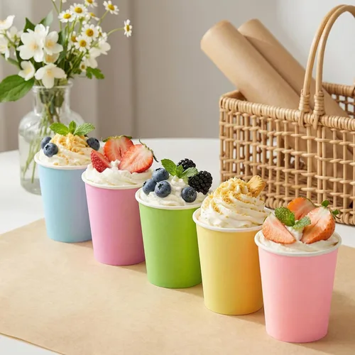 Miniatura 8 de Nicunom Paquete de 500 vasos de papel de 6 onzas, coloridos vasos de café desechables de papel para bebidas frías y calientes, para agua, jugo