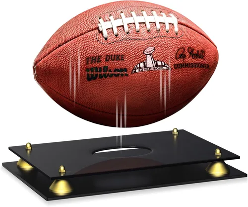Miniatura 4 de Caja de exhibición de fútbol acrílico KKU - Soporte negro de doble nivel transparente para exhibición de fútbol firmado y autografiado