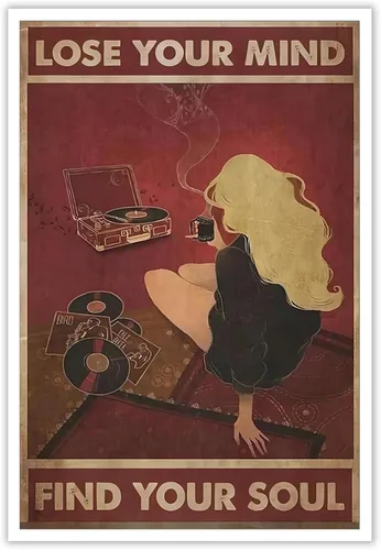 Póster vintage con texto en inglés «Lose Your Mind Find Your Soul» («Lose Your Mind Find Your Soul») - Lienzo decorativo para pared, diseño Multi 06