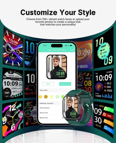 Miniatura 6 de SOUYIE Reloj inteligente con tema navideño 2025 para hombres y mujeres, Android iPhone, con llamada Bluetooth (respuesta/hacer llamada), rastreador