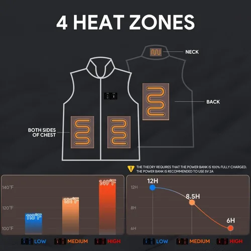 Miniatura 6 de cosyyosy Heated Vest for Men Women, 6 Pockets, 4 Heating Zones, Electric Outdoors Heating Jacket Coat