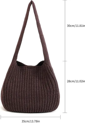 Miniatura 82 de ENBEI Bolsos de hombro para mujer Bolsos de ganchillo Bolso de punto grande Bolso de mano estético para la escuela lindo Bolsas de mano Bolsa