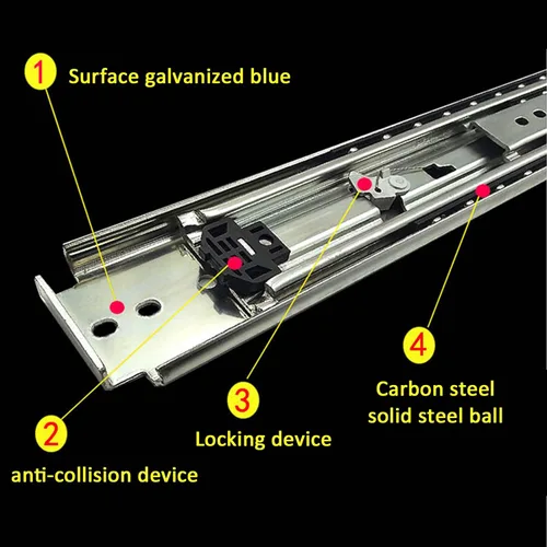Miniatura 4 de Diapositivas industriales ultra resistentes para cajones de extensión completa de 485.0 lbs, deslizadores de cajones con rodamiento de bolas