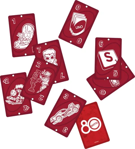 Miniatura 3 de Mattel Games UNO Mattel 80th Ruby Red Juego de cartas para niños, adultos y noches familiares, noches de juego, viajes, camping y fiestas.