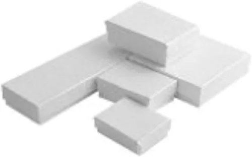 Miniatura 19 de TheDisplayGuys - Paquete de 100 cajas de cartón rellenas de algodón #11 para joyería, diseño de remolino blanco (2.1 x 1.8 x 0.8 pulgadas)