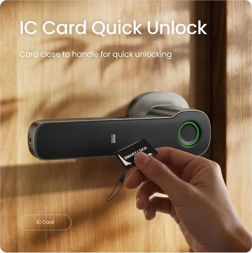Miniatura 5 de Leydebong Cerradura de puerta inteligente con huella digital, tarjeta IC y teclado, cerradura electrónica 5 en 1 con control de aplicación, fácil