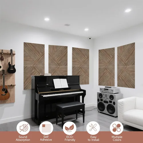 Miniatura 5 de TO-TH Paneles Acústicos para Pared y Techo - Paquete de 6 de 2'x2'x0.4", Paneles de Pared Decorativos Autoadhesivos con Impresión UV 3D con Aspecto