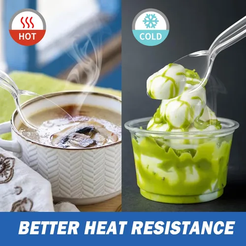 Miniatura 4 de POSATE Cucharas de plástico resistentes, material desechable de grado alimenticio, transparente, paquete de 30