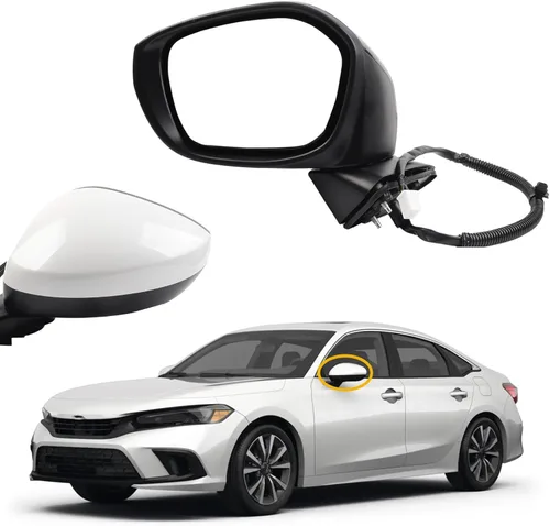 Miniatura 8 de Dasbecan Espejo lateral derecho del pasajero compatible con Honda Civic 2022-2025 con vidrio eléctrico, plegable manual, combina con cristal negro