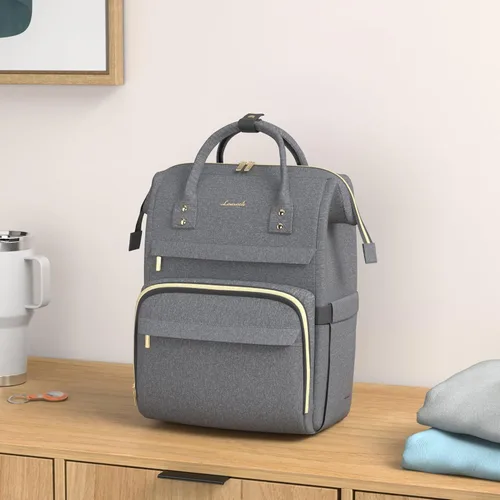 Miniatura 2 de LOVEVOOK - Mochila para laptop para mujer, de viaje, de negocios, de trabajo, bolso para computadora, Gris oscuro, 17 pulg.