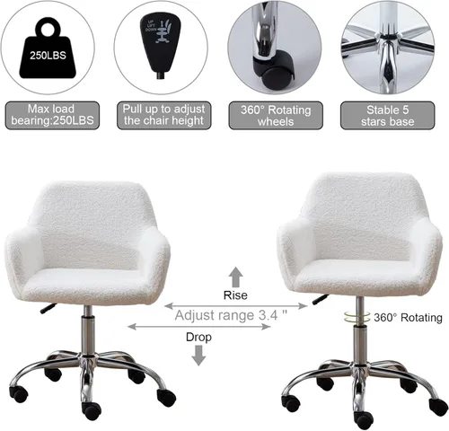 Miniatura 6 de Silla de oficina para el hogar de piel sintética moderna, silla de tocador elegante tapizada para chicas adolescentes, silla de escritorio
