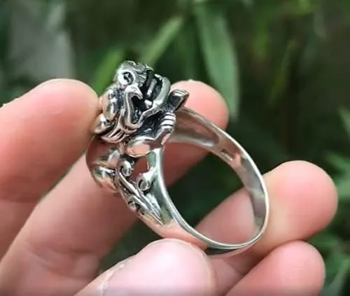 Miniatura 5 de Anillo de plata de ley 925 con símbolo de la suerte, dragón chino Pixiu