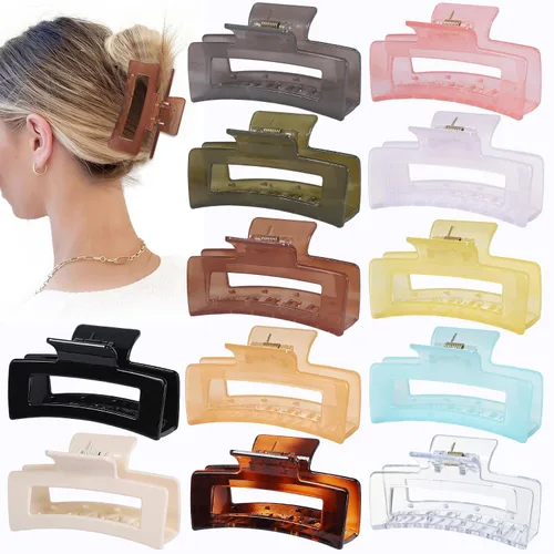 Miniatura 18 de Sisiaipu Accesorios Medianos para el Cabello de 3.5 Pulgadas - 12 Piezas Pinzas de Mandíbula Cuadradas para Cabello Grueso y Fino, Pinzas Básico