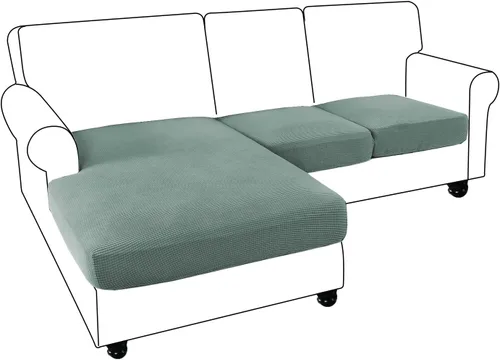 Miniatura 21 de MIFXIN Fundas para sofá modular, 3 piezas, funda de asiento de sofá de terciopelo elástico en forma de L, funda de cojín separada, protector