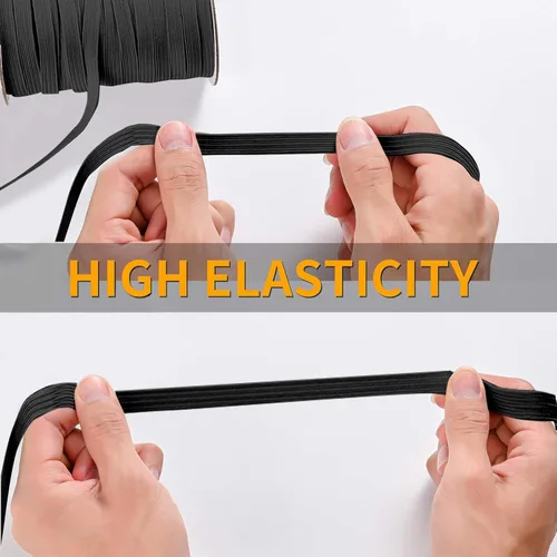Miniatura 4 de XKDOUS Banda elástica para costura, 3/8 pulgadas, 50 yardas, bandas elásticas de punto negro, cordón elástico alto para coser cintura y pantalones