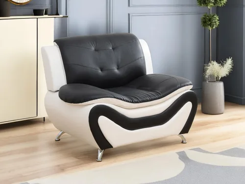 Miniatura 65 de Juego de sofá de cuero (3 piezas, cuero negro B), muebles de sala de estar para apartamento, material de estilo minimalista, fácil montaje B-cuero