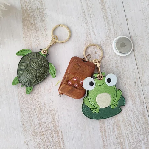 Miniatura 21 de CATCH ON Paquete de 2 fundas de cuero para Airtag para llavero, bonitos accesorios Kawaii adecuados para Airtag