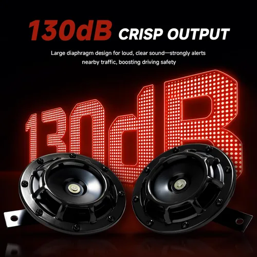 Miniatura 3 de Bocina eléctrica para coche, 12 V, súper fuerte, tono alto/bajo, kit de bocinas dobles de metal con rejilla protectora, 2 bocinas 003399801, montaje