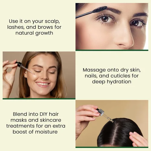 Miniatura 5 de Aceite de ricino puro (10 onzas), aceite de ricino 100% prensado en frío para el crecimiento del cabello, piel, cejas, pestañas de ojos, uñas