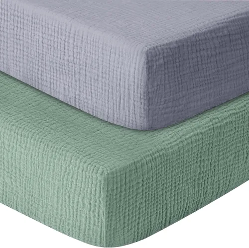 Miniatura 8 de GUNTAIL Sábanas de cuna de bebé para niños y niñas, paquete de 2 sábanas ajustables para cuna estándar y colchón de niño pequeño, sábana de Hoja