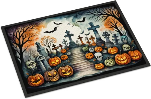 Miniatura 59 de Caroline's Treasures DAC2223MAT - Felpudo espeluznante de Halloween con gato negro de 18 x 27 pulgadas, tapete para puerta delantera