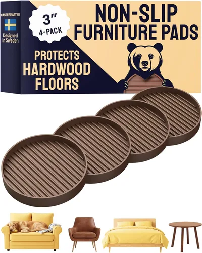 Miniatura 10 de CasterMaster Almohadillas antideslizantes para muebles de 3 pulgadas, protectores de piso de goma para patas de sillas para madera dura, tazas