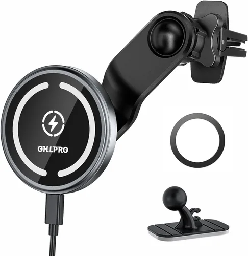Miniatura 10 de OHLPRO Cargador de coche MagSafe para iPhone, cargador inalámbrico para coche, soporte magnético para teléfono para iPhone 17 Pro Max 16 15 14