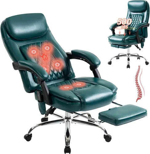 Miniatura 10 de Silla de oficina de masaje de 500 libras, sillas de oficina ejecutiva de 6 puntos de vibración y calor, silla de escritorio cómoda reclinable