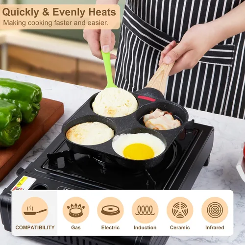 Miniatura 3 de MyLifeUNIT Sartén para Huevos, 4 Tazas, Sartén Antiadherente para Huevos, Sartén para Huevos Fritos para Desayuno, Panqueques, Hamburguesas, Negro