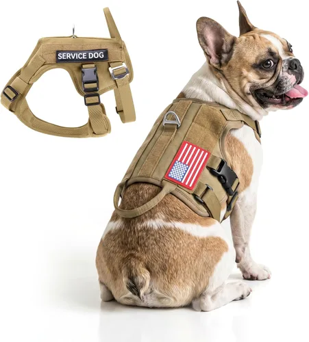 Miniatura 11 de FAYOGOO - Arnés táctico para perros grandes - Arnés de perro resistente a fugas con asa - Chaleco de perro de servicio militar sin tirones con Marrón