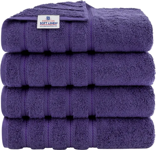 Miniatura 87 de American Soft Linen - Juego de 4 toallas, 100% de algodón turco, 27 x 54 pulgadas, tamaño extragrande, toallas para la ducha, color amarillo
