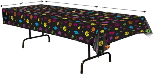 Miniatura 2 de Beistle Mantel rectangular de plástico de los años 80, 54 x 108 pulgadas, 2 piezas, mantel rectangular de plástico, manteles para fiestas