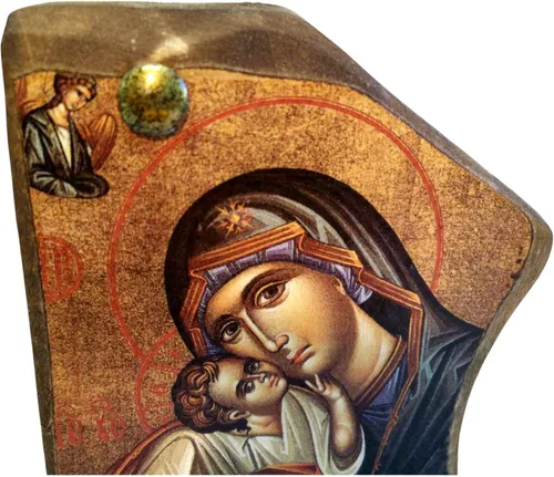 Miniatura 3 de Iconsgr Monte Athos ortodoxo griego de madera hecho a mano icono de la Virgen María y Jesucristo / MP4