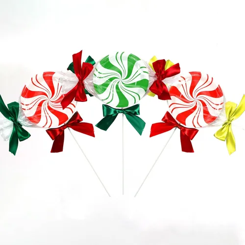 Miniatura 5 de 80 piezas de platos de papel de Navidad de menta de 7 pulgadas, platos desechables de postre de Navidad, dulce de menta, feliz año nuevo
