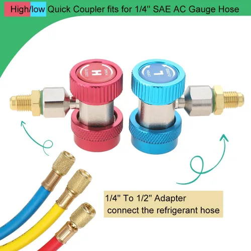 Miniatura 4 de Mtsoonig R134A - Adaptador de acoplador rápido, R134A R22 R12, AC R134A, acoplador rápido ajustable alto y bajo con R22 R12 R502 a R134A Adaptador