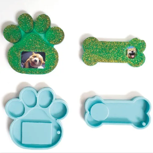 Miniatura 3 de 1-2 unidades/paquete de colgantes de hueso de perro, molde de silicona con forma de pata de mascota, etiqueta colgante de foto de mascotas, moldes