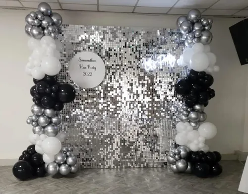 Miniatura 21 de Fondo de pared brillante – Panel de decoración de 24 piezas Panel de decoración de boda, cumpleaños, aniversario, compromiso y despedida