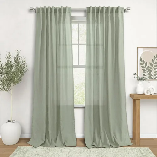 Miniatura 61 de KOUFALL Cortinas de lino azul marino de 84 pulgadas de largo, cortinas transparentes azul oscuro para sala de estar y dormitorio, medianoche