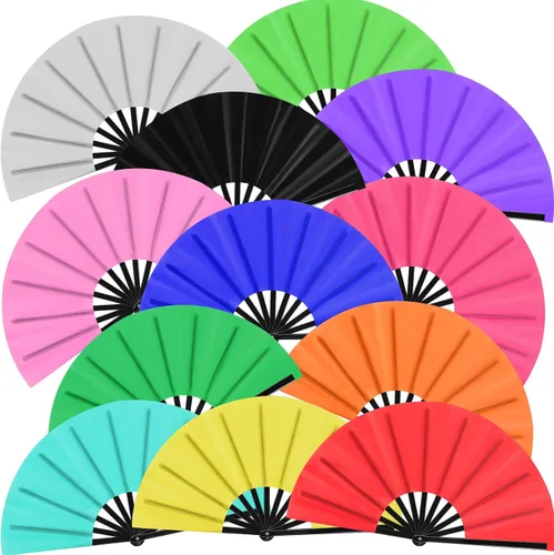 Miniatura 9 de Blulu 8 piezas de abanicos grandes plegables para baile en línea de 13 pulgadas, abanico en el suelo para baile en línea para mujeres y hombres