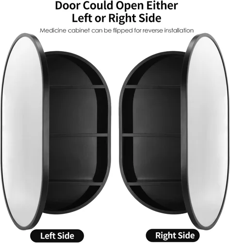 Miniatura 4 de Movo 21 pulgadas x 31 pulgadas oval botiquín espejo baño pared almacenamiento gabinete espejo montaje superficie montaje montaje
