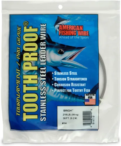 Miniatura 17 de AFW Alambre Líder Duro de Una Hebra de Acero Inoxidable a Prueba de Dientes - Brillante y Camuflaje para Tiburón, Barracuda, Caballa Real, Wahoo