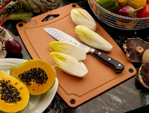 Miniatura 4 de Mercer Culinary Tabla de cortar compuesta de 14 9/16" x 10 13/16", con pies antideslizantes y ranura para jugo, mediana Marrón con patas