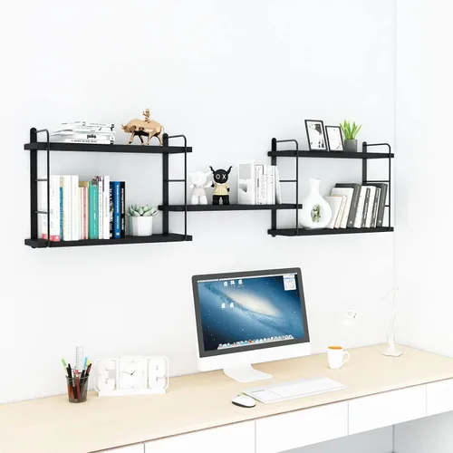 Miniatura 2 de MXCSE Estantes de pared, estanterías montadas en la pared, estantes flotantes de bricolaje para pared, estantes colgantes de madera para habitación